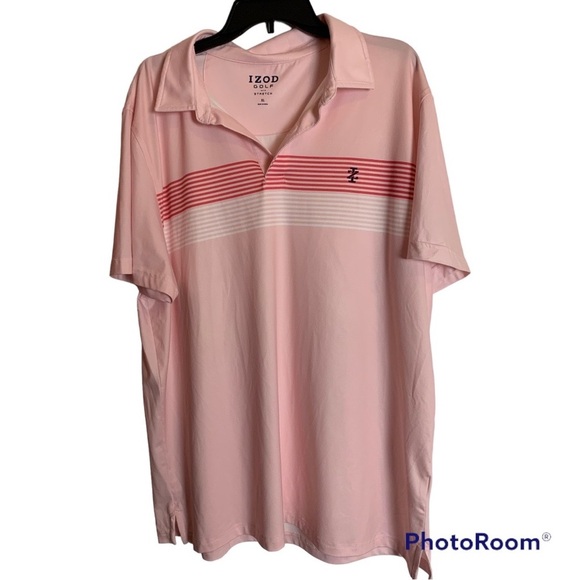 Izod Other - Izod Pink & White Striped Polo Shirt